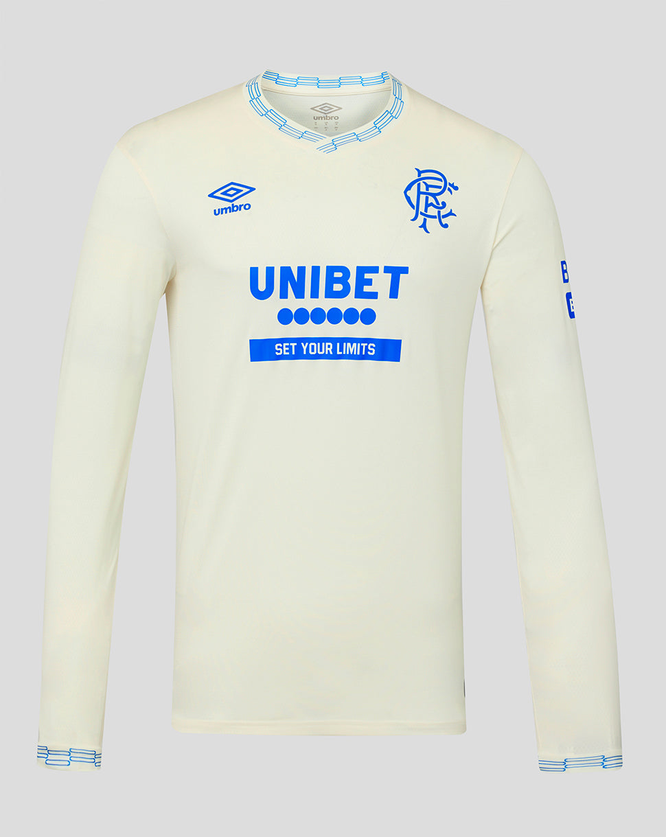 Light-colored long-sleeve sports jersey with 'Unibet' branding on a light gray background