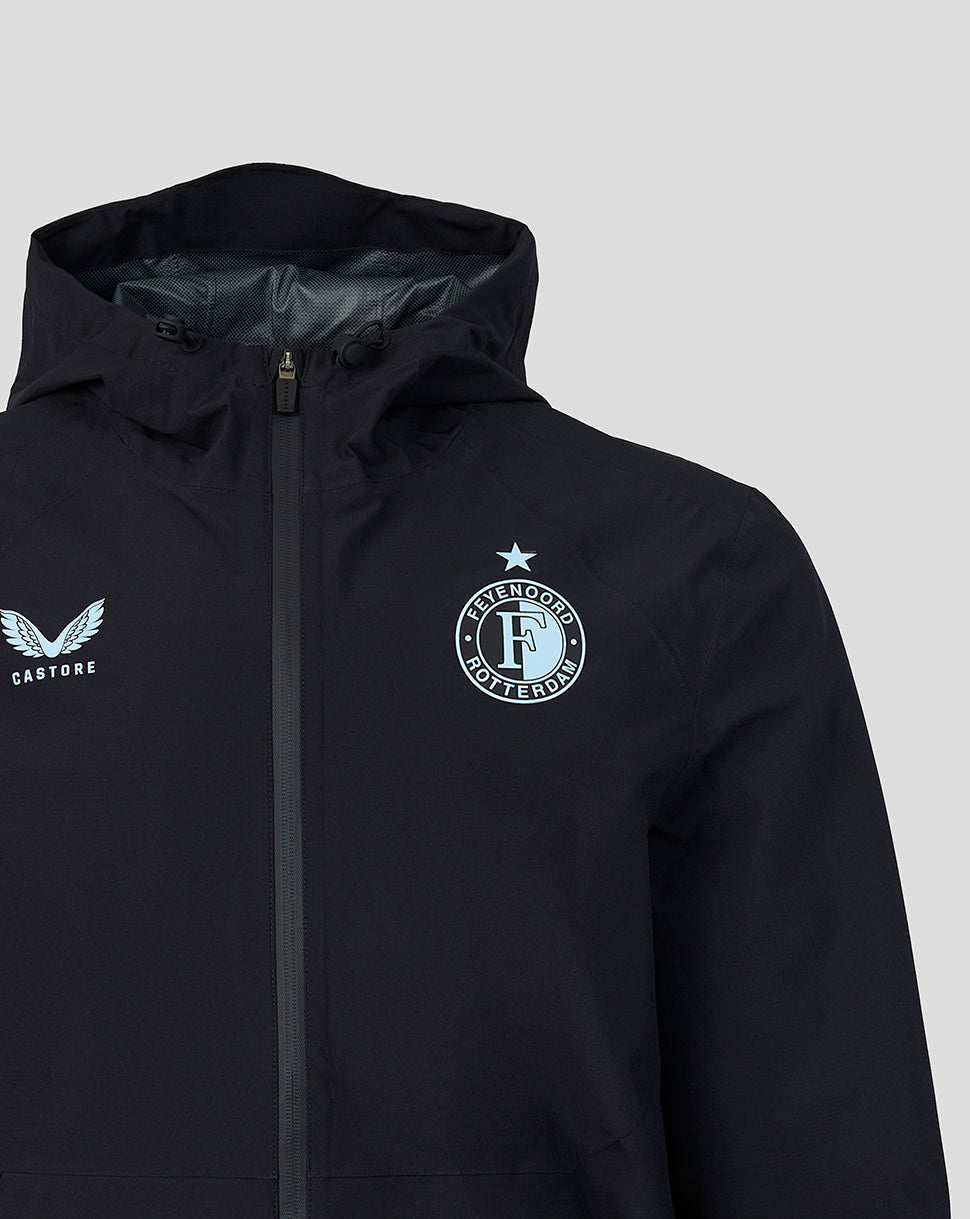 Black Feyenoord training jacket with hood and front zipper featuring the club crest on the chest and Castore logo