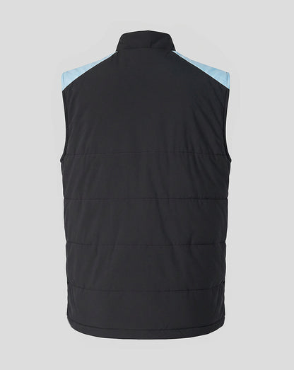 Back view of Feyenoord Training 2026-2027 coach gilet in black with light blue shoulder panels