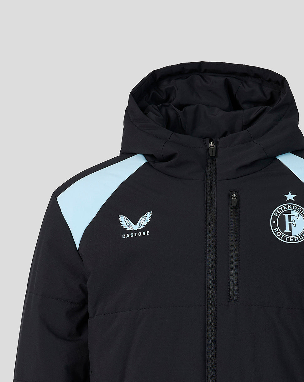 Feyenoord Unisex 2026-2027 Training Coach Steppjacke - Schwarz/Summer Song