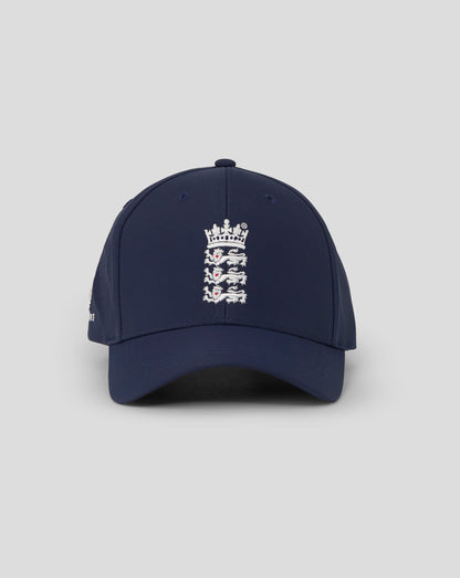 Navy blue cap with a white emblem on a light gray background
