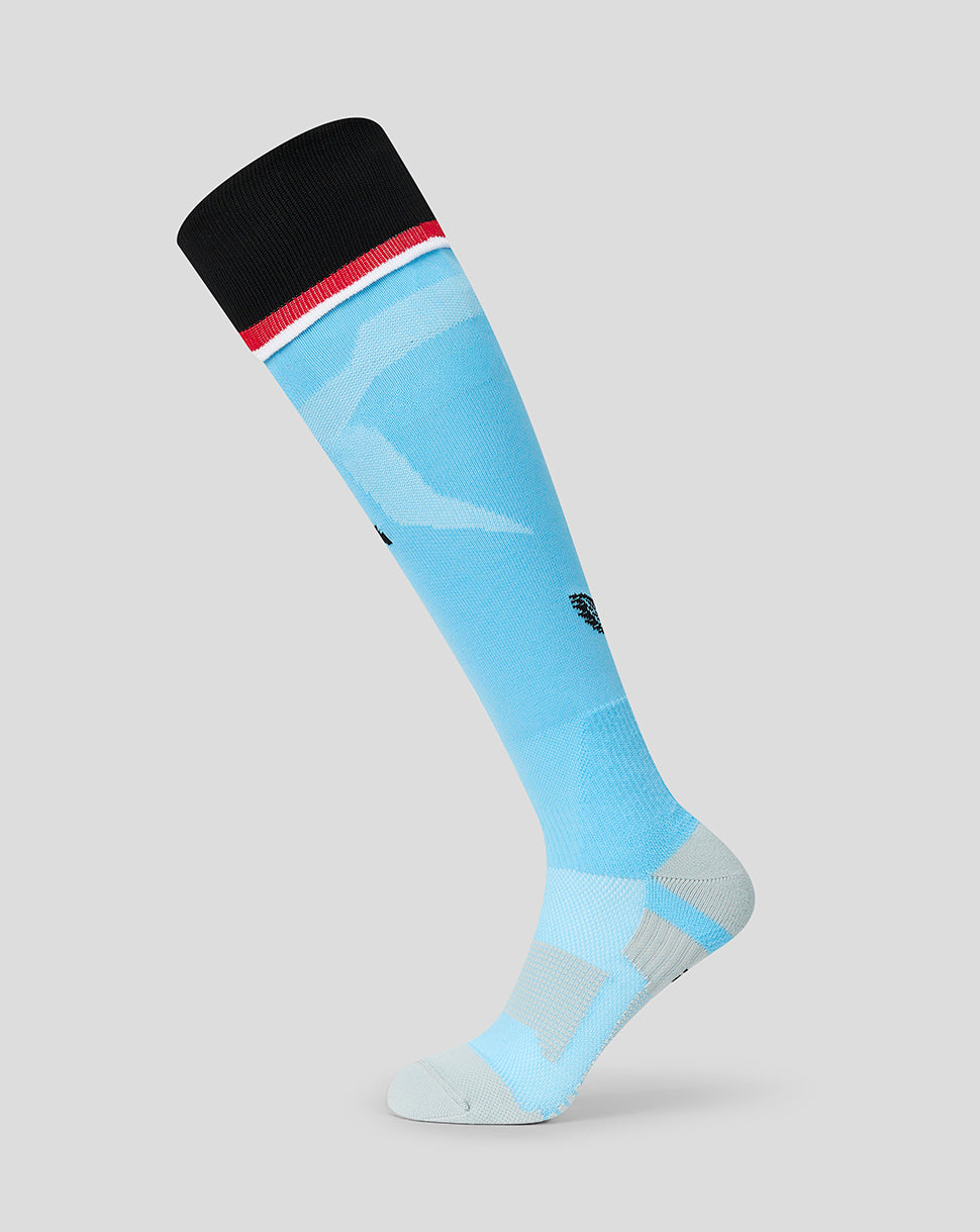 Light blue Feyenoord away sock with black cuff red white trim and shin emblem