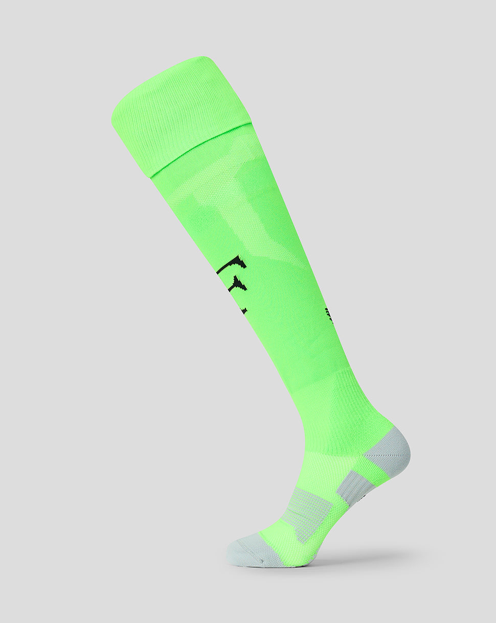Neon green Feyenoord 2026-27 home goalkeeper sock with reinforced heel and gray toe