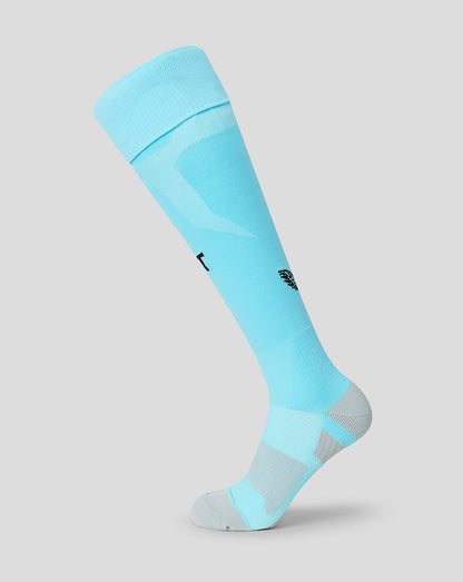 Turquoise FC Twente Away Goalkeeper Socks shown full length with cushioned heel and footbed.
