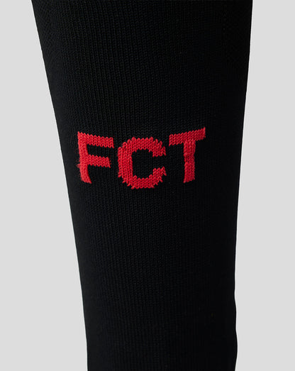 Black FC Twente away sock with red FCT embroidery