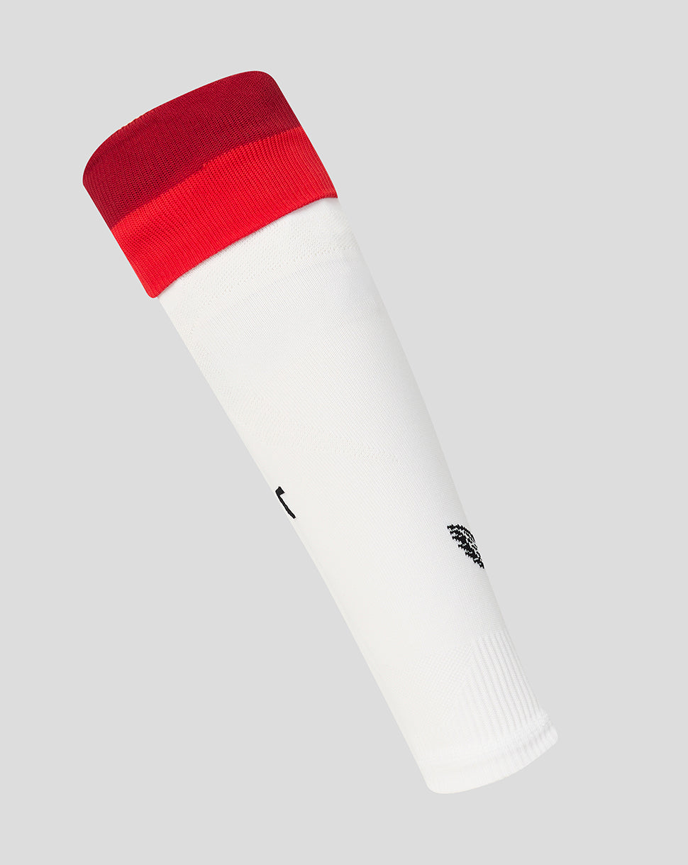 White adult FC Twente footless sock with a red cuff at the top