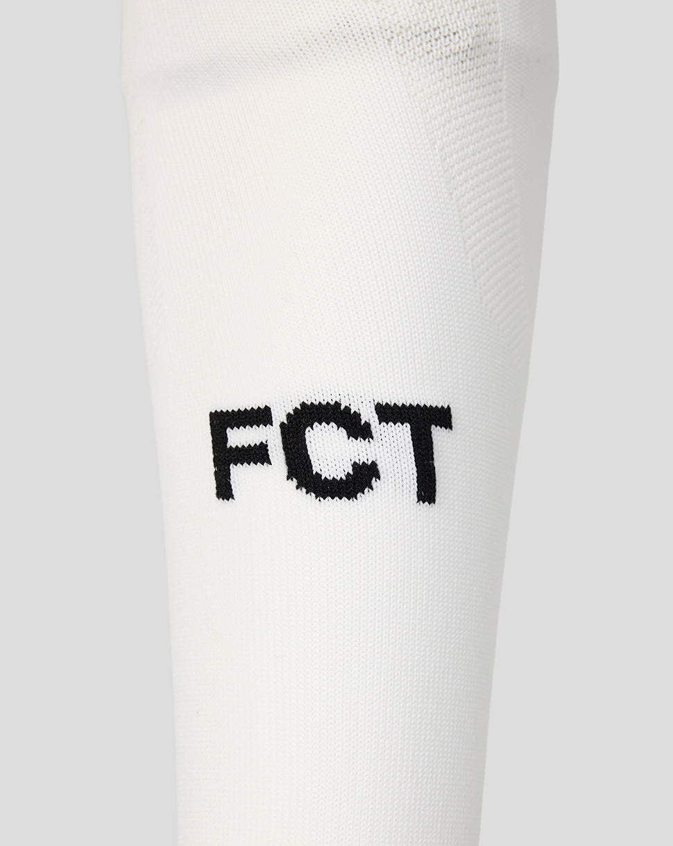White FC Twente third footless sock close up showing FCT lettering