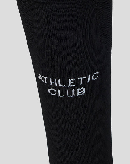 Detail of Athletic Club 26/27 home goalkeeper sock in black with white ATHLETIC CLUB text.