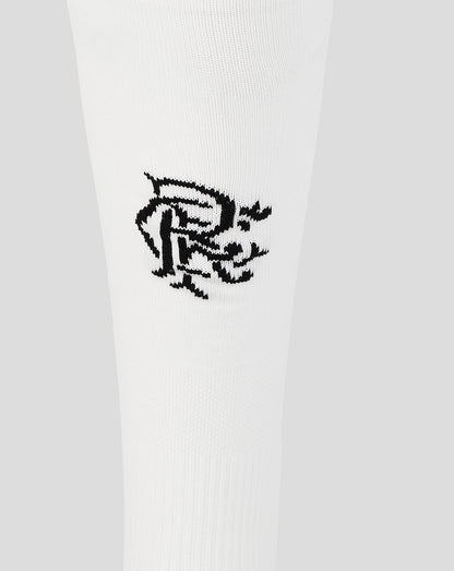 White sock with a black logo on a white background