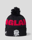 Black beanie with red 'ENGLAND' text and white rose emblem on a gray background