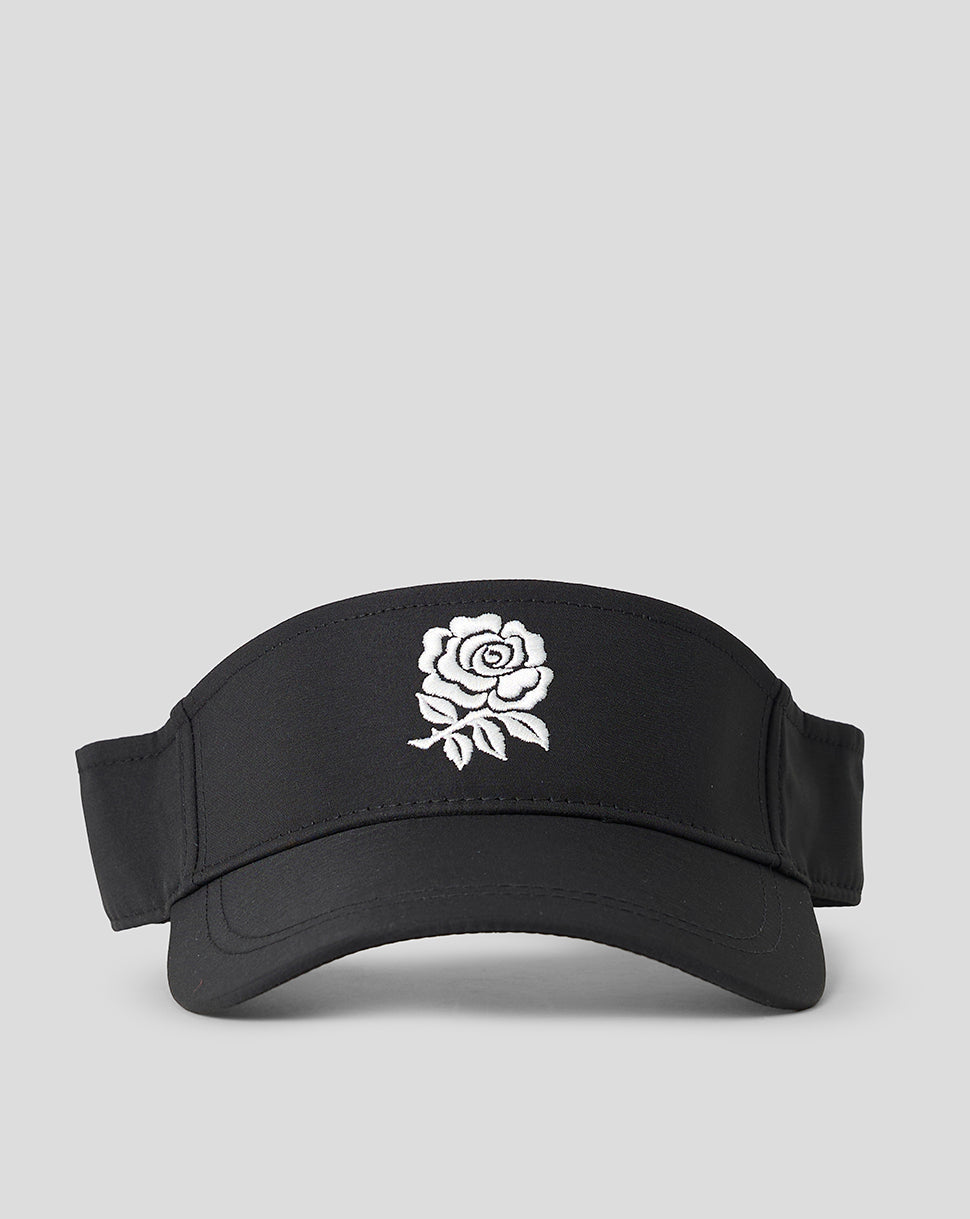Black visor with a white rose emblem on a light gray background