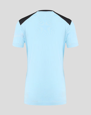 Back view of Feyenoord women's 2026-2027 players training shirt in light blue with black shoulder panels