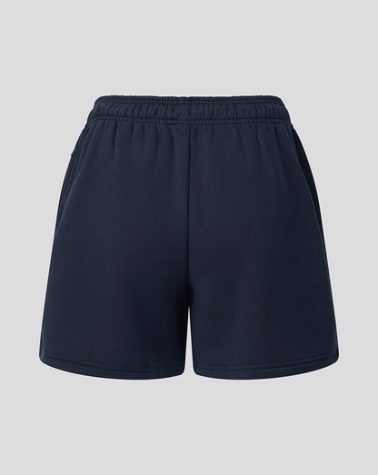 Navy blue shorts on a light gray background