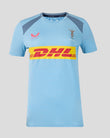 Light blue sports jersey with DHL logo on a gray background