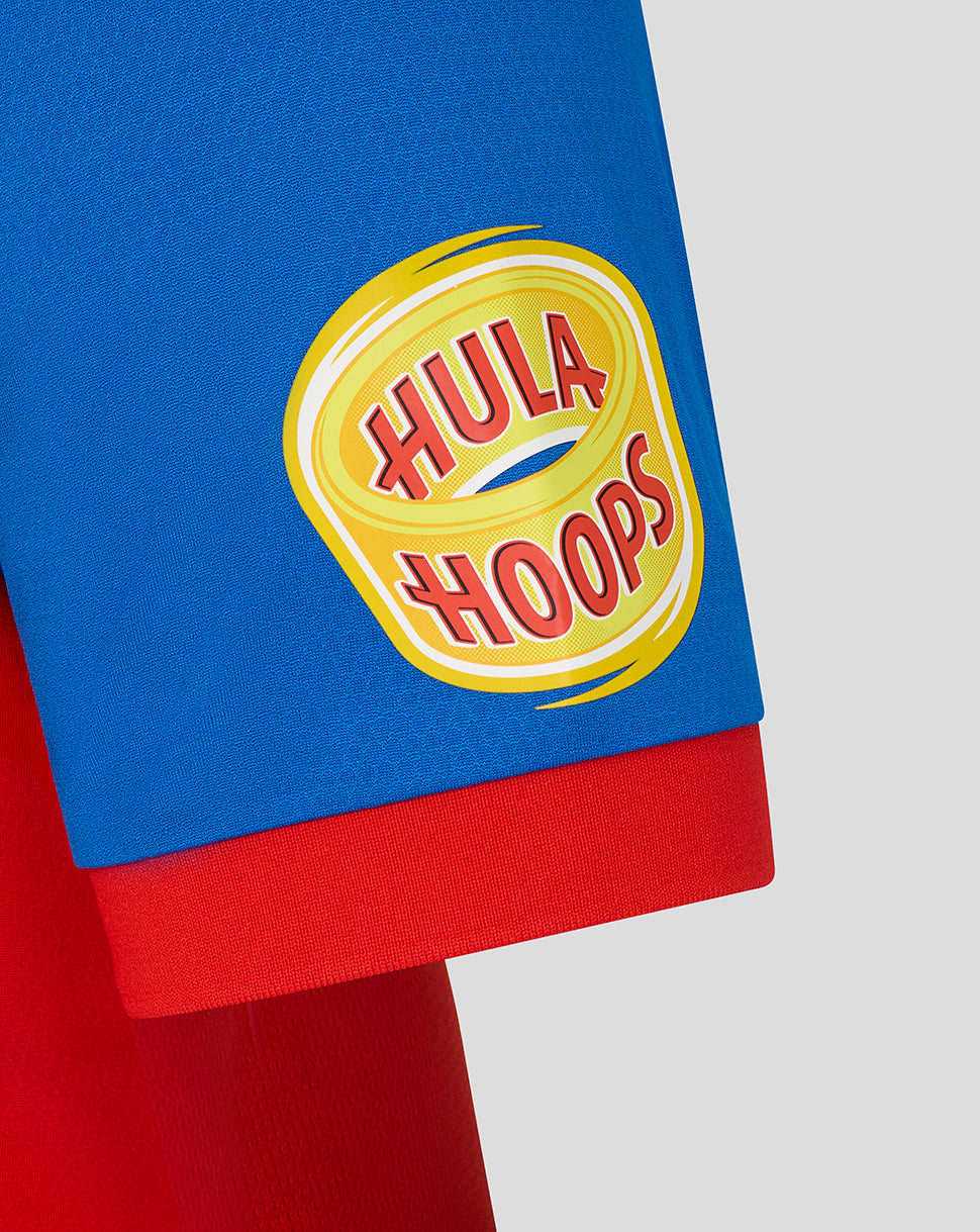 Hula Hoops logo on a blue and red background