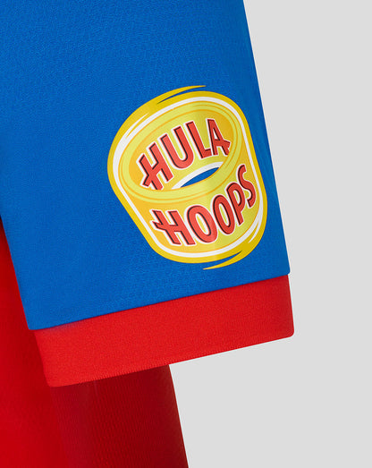 Hula Hoops logo on a blue and red background