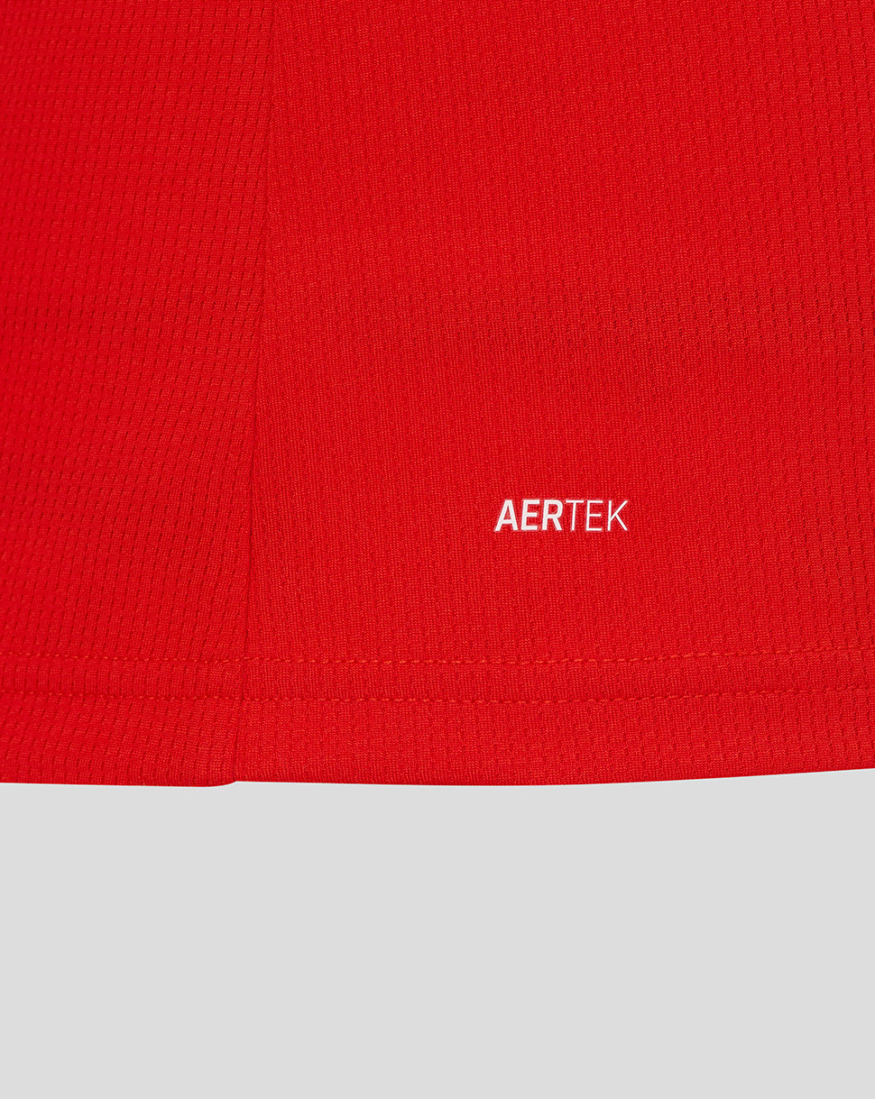Red fabric with 'AERTEK' logo on a gray background