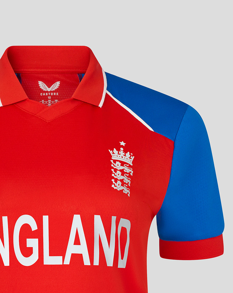 England Cricket Women's 26/27 T20 WWC Short Sleeve Shirt - Red