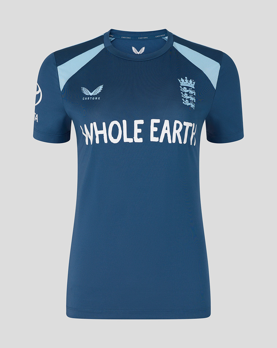 England Cricket Women's 26/27 Training Short Sleeve T-Shirt - Blue