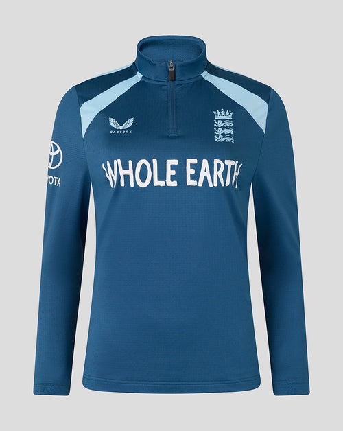 Blue sports jacket with 'Whole Earth' and Toyota logos on a gray background