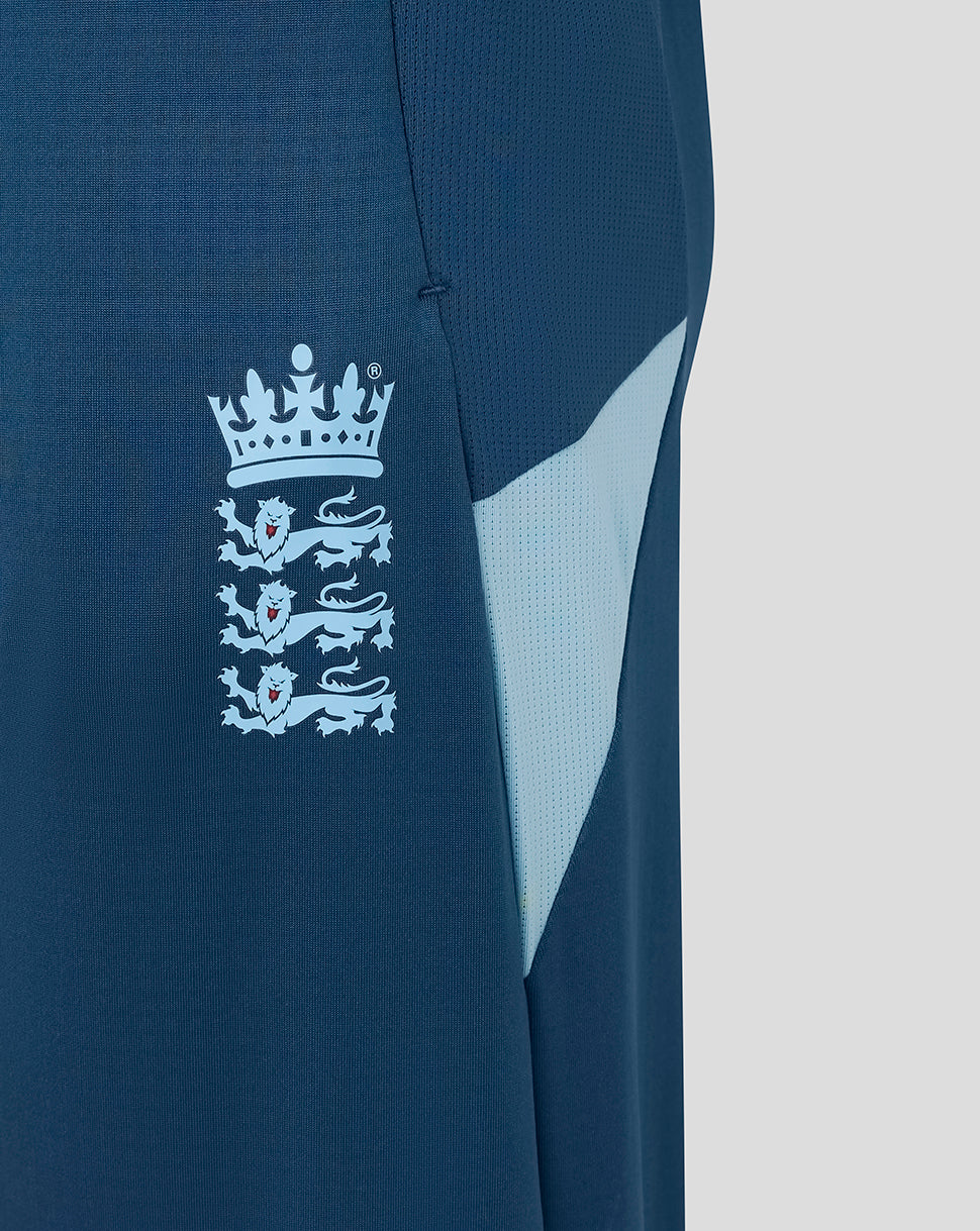Navy sports jersey with a logo on the chest against a light gray background