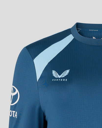 Blue sports jersey with Castore and Toyota logos on a gray background