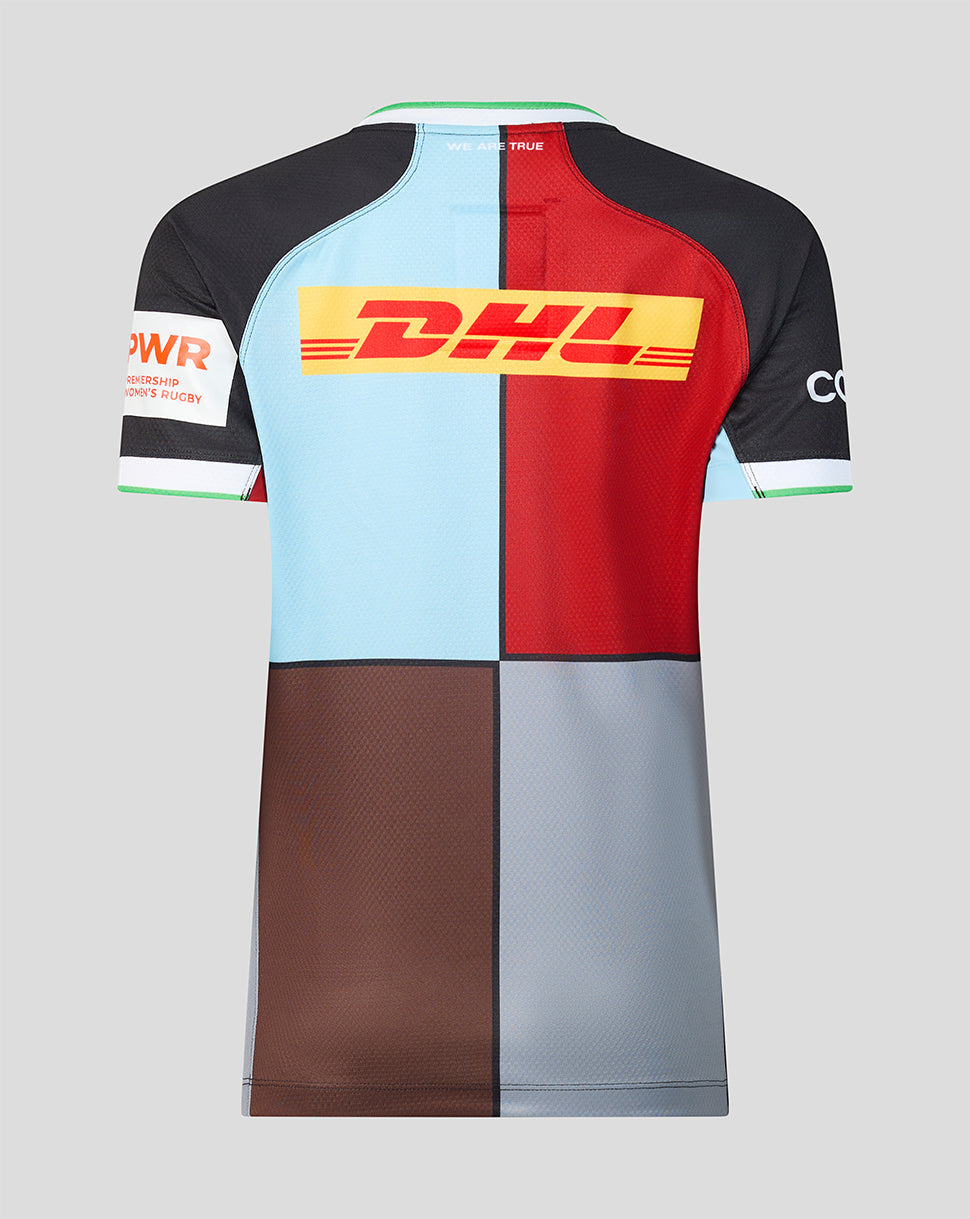 Color-blocked sports jersey with DHL logo on a gray background