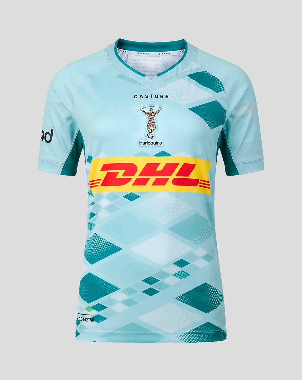 Light blue sports jersey with DHL logo on a gray background