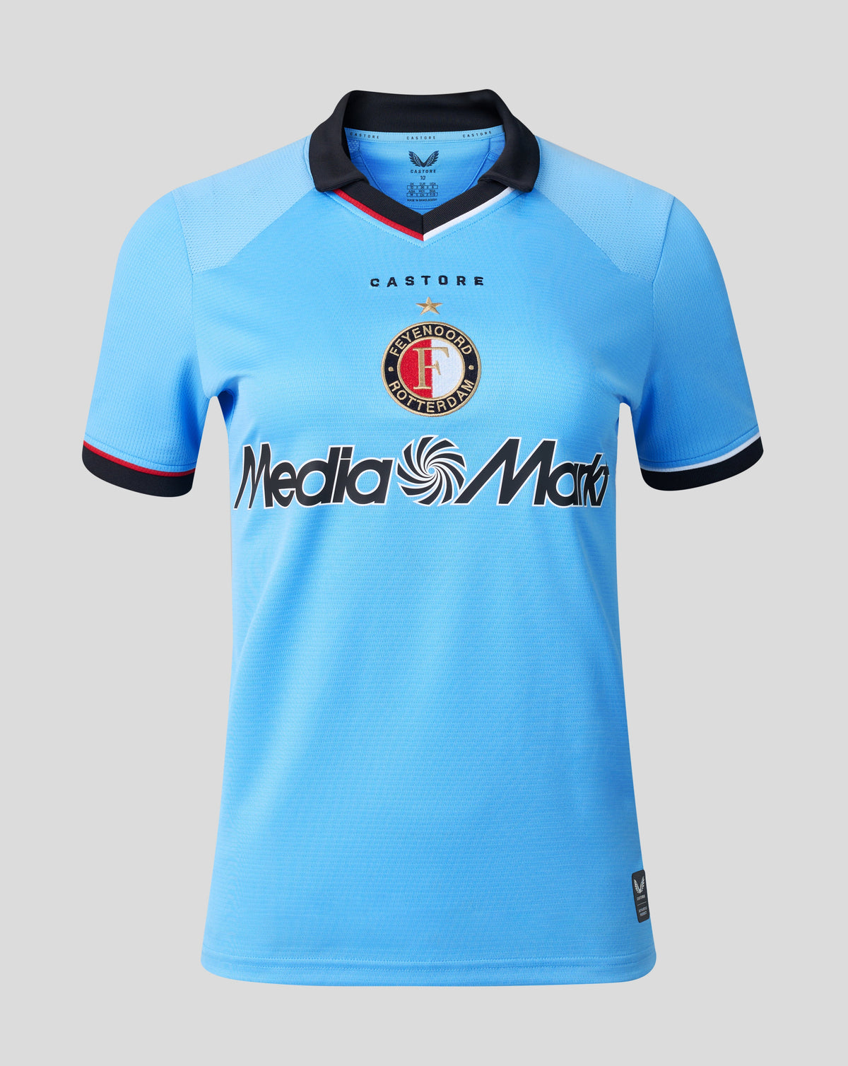 Blue Feyenoord women's 2026 27 away shirt with V neck and crest on chest