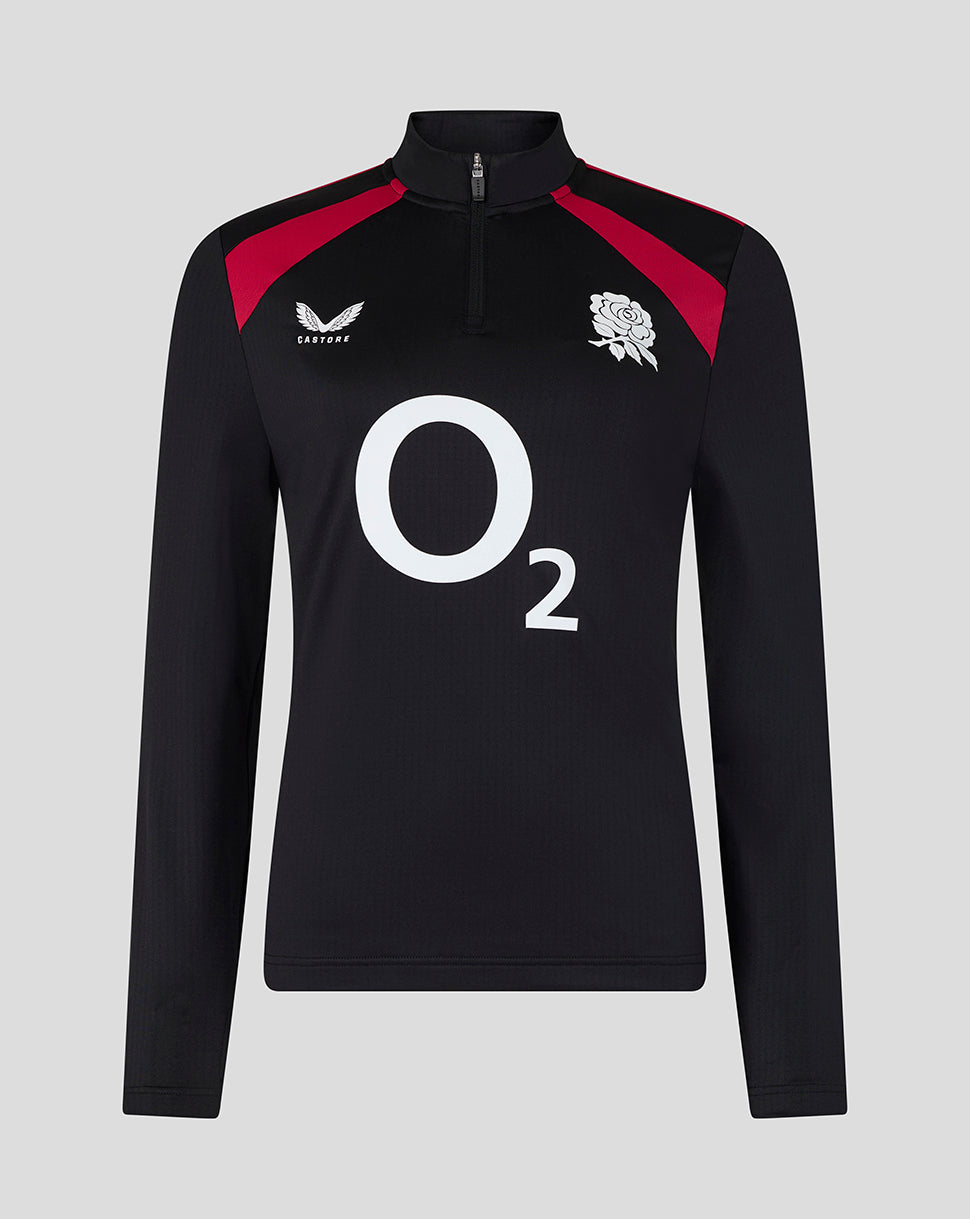 Black sports jacket with red accents and branding on a gray background