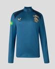 Blue Leicester Tigers training quarter zip top with a half zip and thumbhole cuffs
