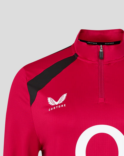 Red sports jacket with black accents and a visible brand logo on a light gray background