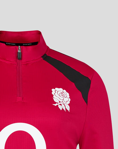 Red sports jersey with a white rose emblem on a gray background