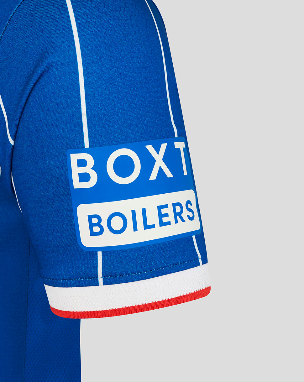 Blue sports jersey with 'BOXT BOILERS' logo on a gray background