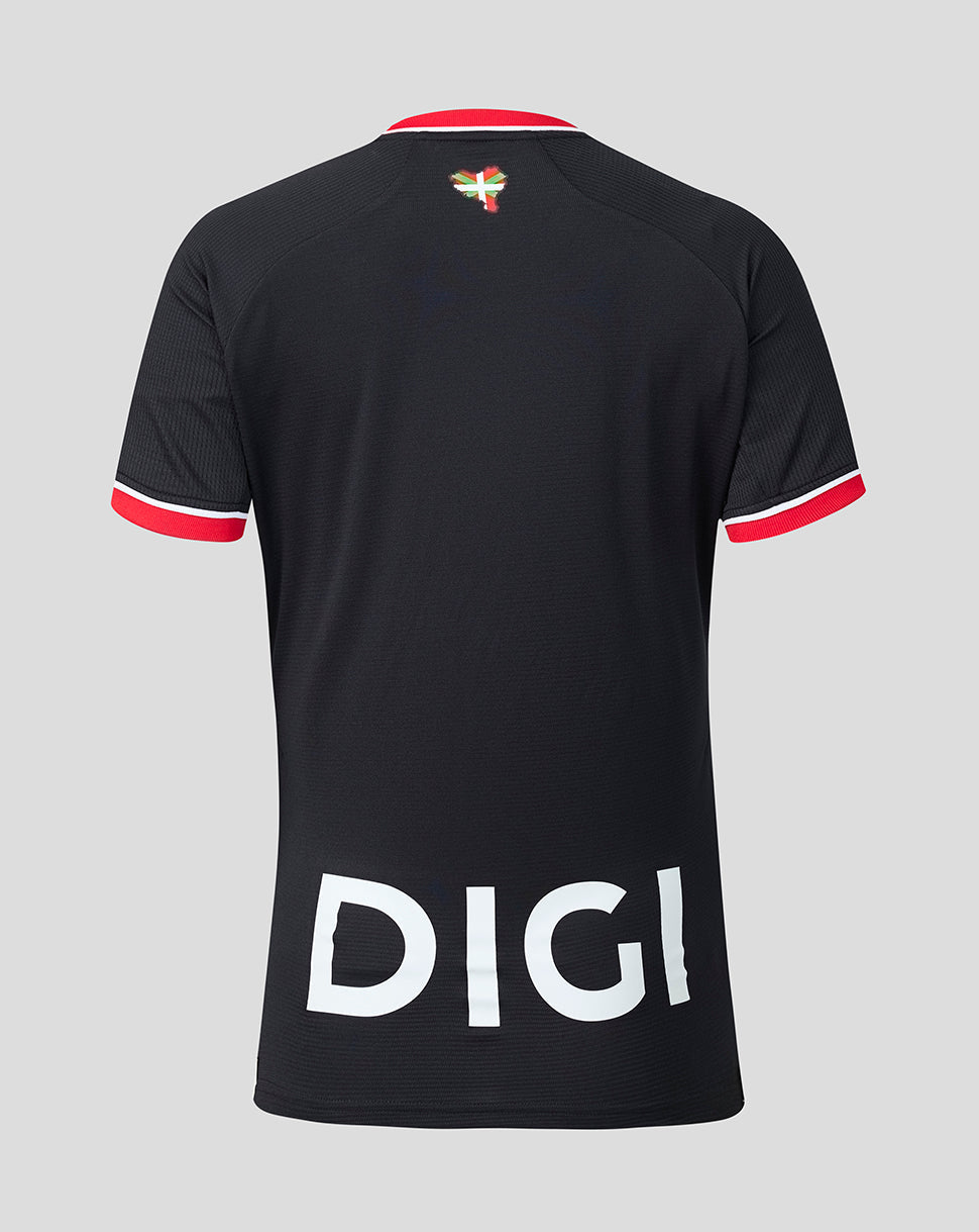 Back view of Athletic Club Bilbao women's away shirt in black with red trim and a large DIGI sponsor across the lower back.