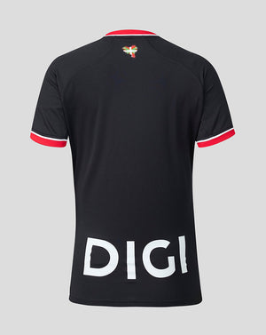 Back view of Athletic Club Bilbao women's away shirt in black with red trim and a large DIGI sponsor across the lower back.