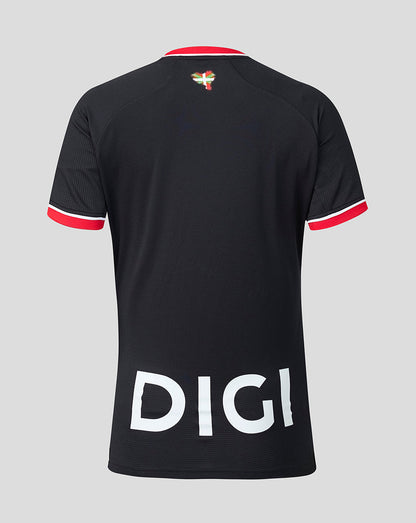 Back view of Athletic Club Bilbao women's away shirt in black with red trim and a large DIGI sponsor across the lower back.
