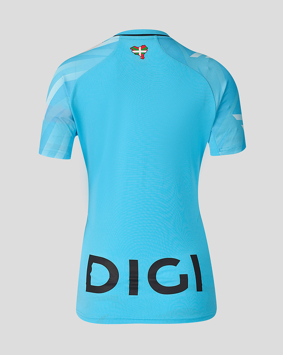 Back view of light blue Athletic Club 26/27 third shirt with large DIGI text on the lower back and crest at the neckline.