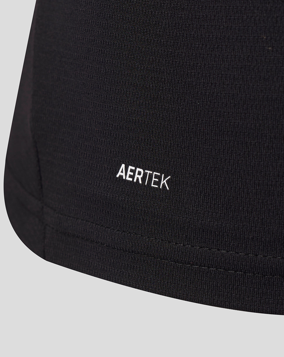 Close up of black fabric with AERTEK logo on FC Twente Women 26/27 Away Shirt