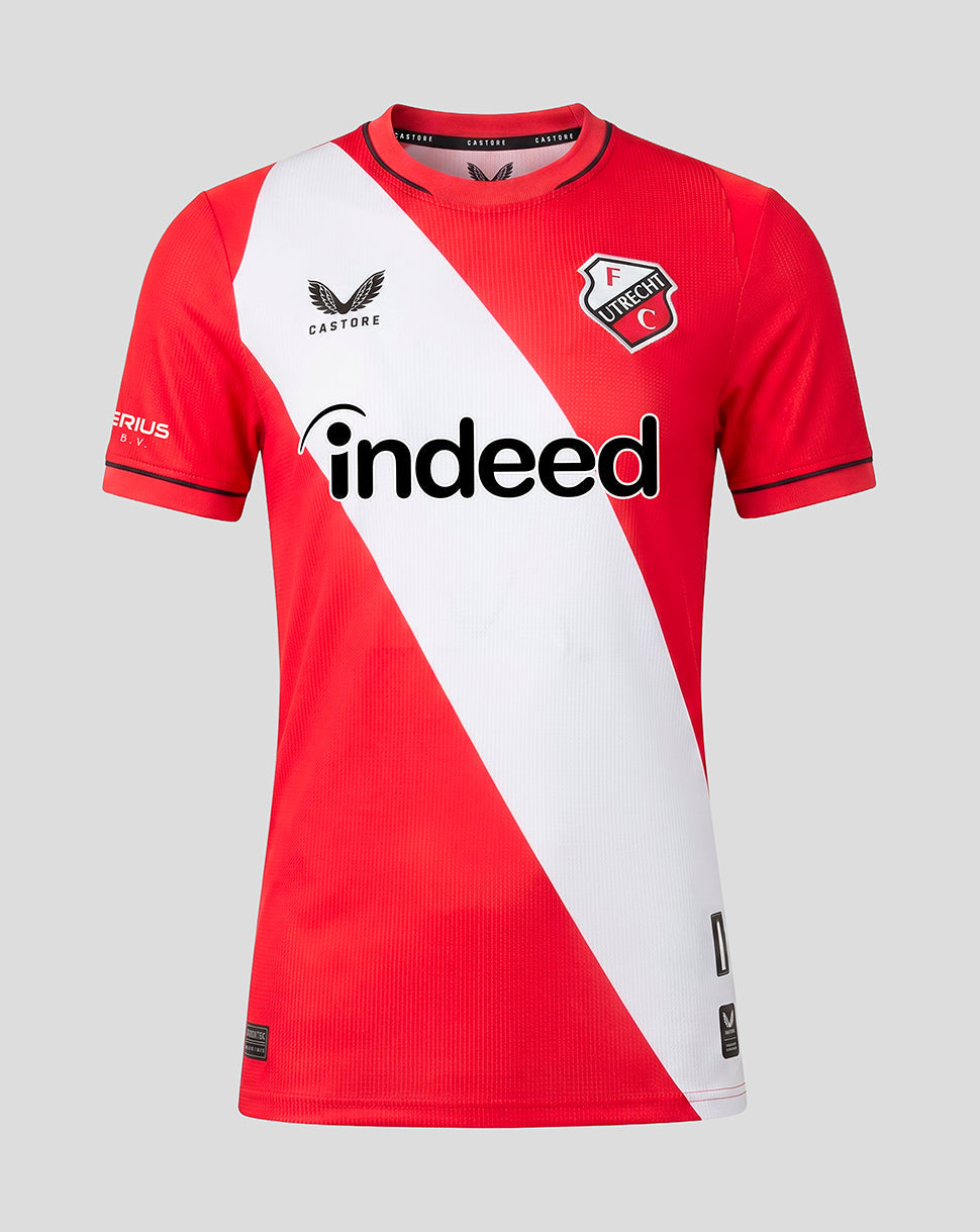 FC Utrecht 26/27 women's home shirt red with white diagonal sash and large sponsor logo