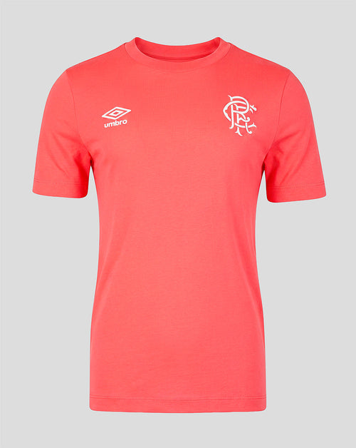 Red t-shirt with Umbro logo and emblem on a gray background