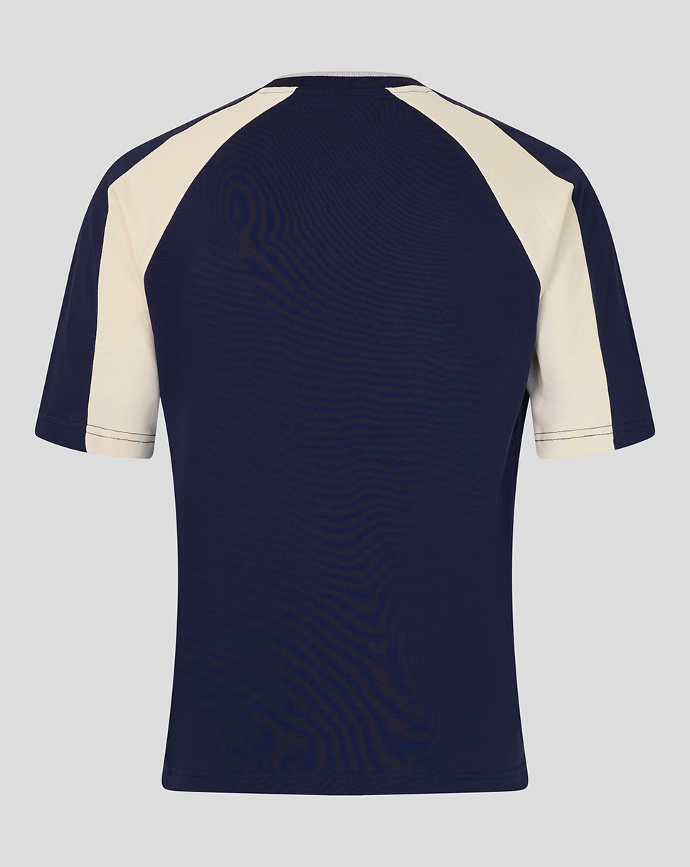 Rangers Unisex 25/26 Art of Football Panelled 90s T-Shirt - Navy - Navy/White