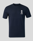Navy blue t-shirt with England Cricket logo on a light gray background
