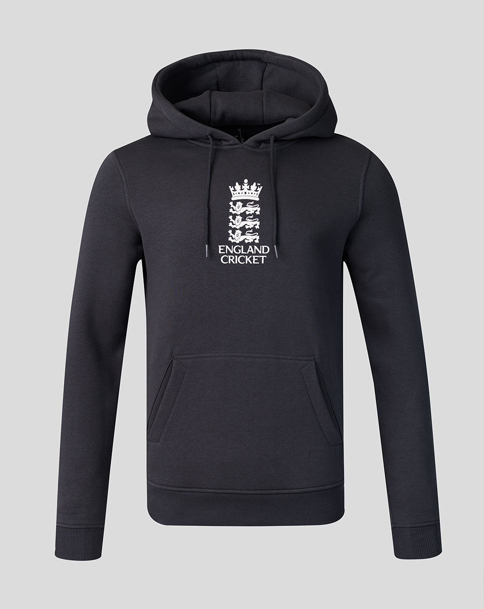 Black hoodie with England Cricket logo on a light gray background