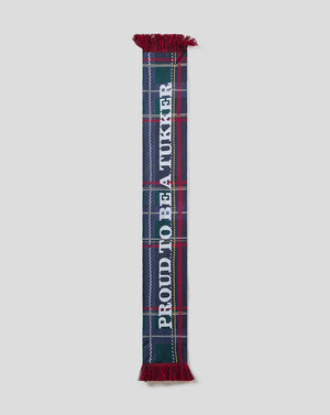 Navy plaid FC Twente Fourth 94-95 scarf with red fringe and bold white text reading PROUD TO BE A TWENTE