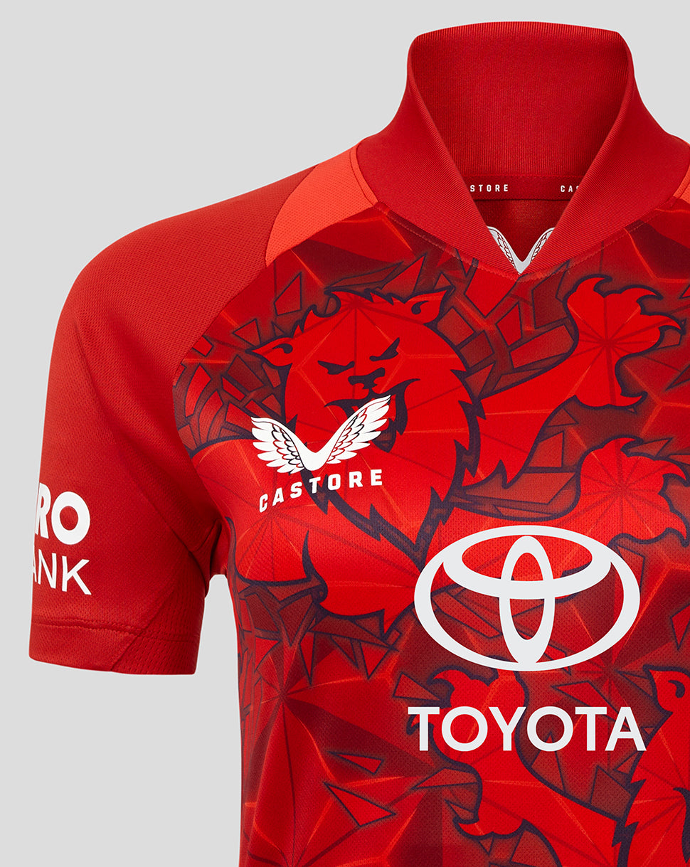 England Cricket T20 Women's Short Sleeve Shirt 25/26 - Pompeian Red/Poppy Red