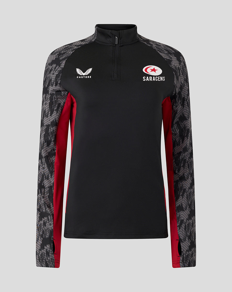 Saracens Women's 25/26 Training 1/4 Zip - Caviar - Black/Red