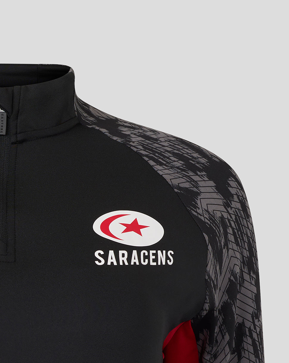 Saracens Women's 25/26 Training 1/4 Zip - Caviar - Black/Red