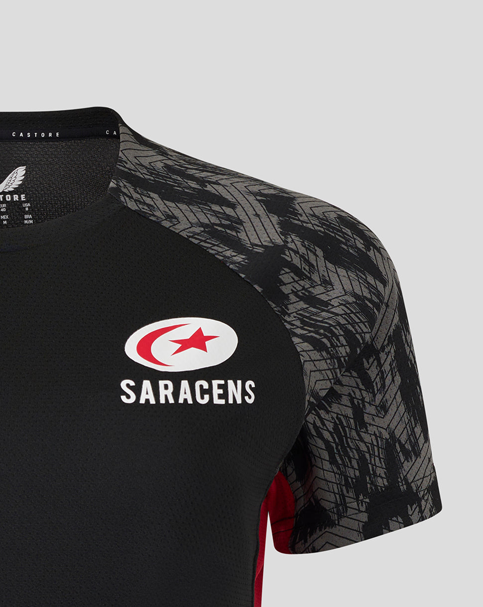 Saracens Women's 25/26 Training Short Sleeve Tee - Caviar - Black/Red