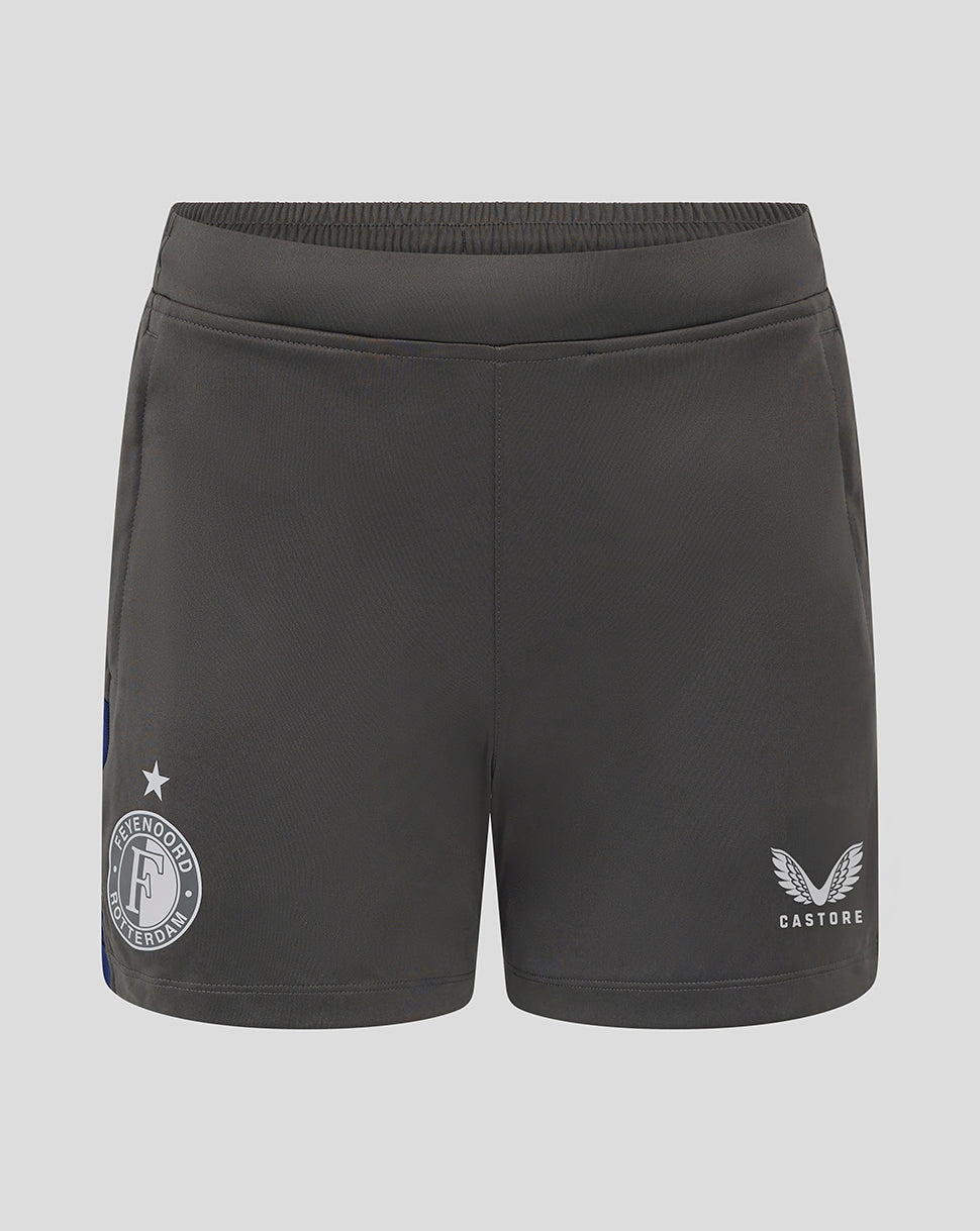 Dark gray athletic shorts with a white Castore logo on the left leg and a circular club crest on the right leg, displayed against a light gray background.